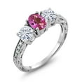 thumbnail image 1 of Gem Stone King 925 Sterling Silver 3-Stone Ring Mystic Topaz Moissanite(1.92 Cttw) (Size 9), 1 of 4