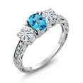 thumbnail image 1 of Gem Stone King 925 Sterling Silver 3-Stone Ring Mystic Topaz Moissanite(2.12 Cttw) (Size 6), 1 of 4