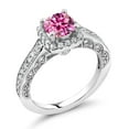 thumbnail image 1 of Gem Stone King 925 Sterling Silver 6MM Cushion Pink Moissanite Engagement Ring for Women (1.58 Cttw, Available in Size 5, 6, 7, 8, 9), 1 of 6