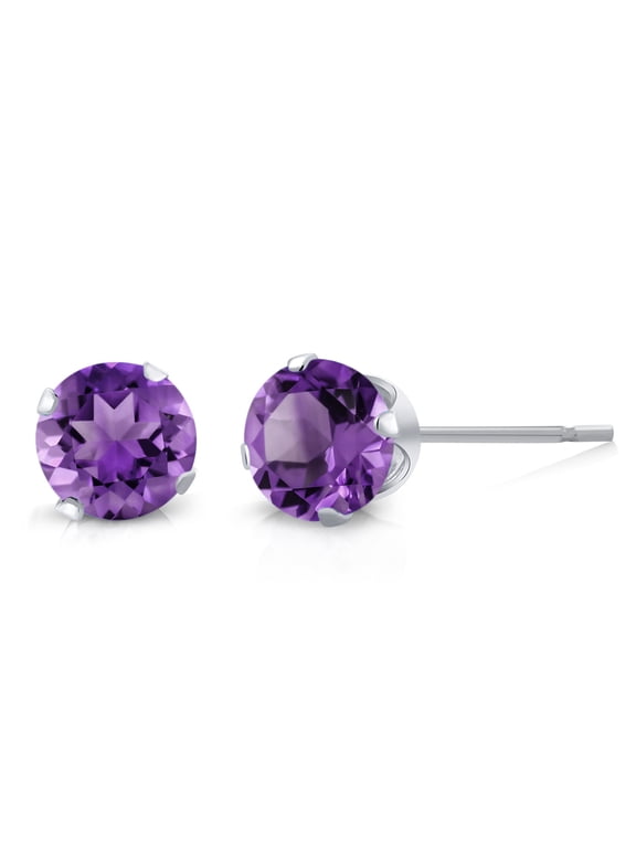 925 Sterling Silver Amethyst Peridot Garnet Topaz Round Post With Friction Back Stud Earrings for Women Men 4MM