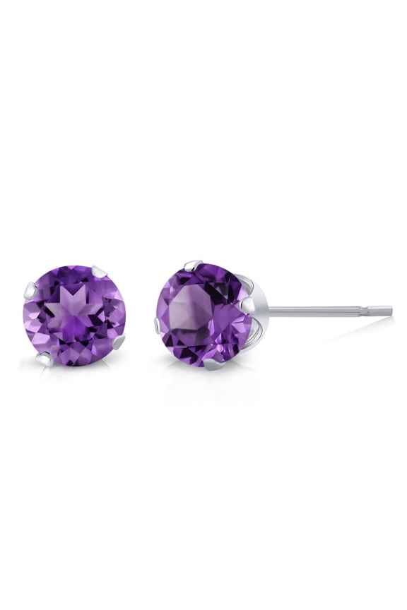 925 Sterling Silver Amethyst Peridot Garnet Topaz Round Post With Friction Back Stud Earrings for Women Men 4MM