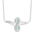 thumbnail image 1 of Gem Stone King 925 Sterling Silver Aquamarine and White Created Sapphire 2 Heart Shape Pendant Necklace for Women (0.96 Cttw, Heart Shape 5MM, with 18 inch Silver Chain), 1 of 4