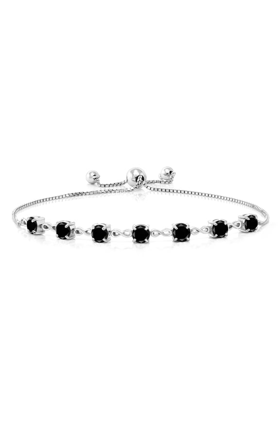 925 Sterling Silver Black Diamond Infinity Links Bracelet for Women (2.59 Cttw, Round 4.5MM, Fully Adjustable up to 9 inch)
