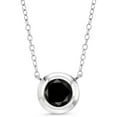 thumbnail image 1 of Gem Stone King 925 Sterling Silver Black Diamond Pendant Necklace for Women (1.10 Cttw, Round 6.5MM, with 18 inch Silver Chain), 1 of 4