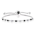 thumbnail image 1 of Gem Stone King 925 Sterling Silver Black Diamond and White Created Sapphire Tennis Bracelet for Women (0.58 Cttw, Fully Adjustable up to 9 inch), 1 of 4
