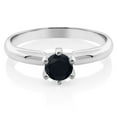 thumbnail image 1 of Gem Stone King 925 Sterling Silver Black Onyx 6-Prong Solitaire Ring for Women (0.46 Cttw, Round 5MM, Gemstone Birthstone, Size 7), 1 of 3