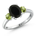 thumbnail image 1 of Gem Stone King 925 Sterling Silver Black Onyx and Green Peridot Engagement Ring for Women | 2.60 Cttw | Oval 9X7MM | Gemstone December Birthstone | Size 9, 1 of 6