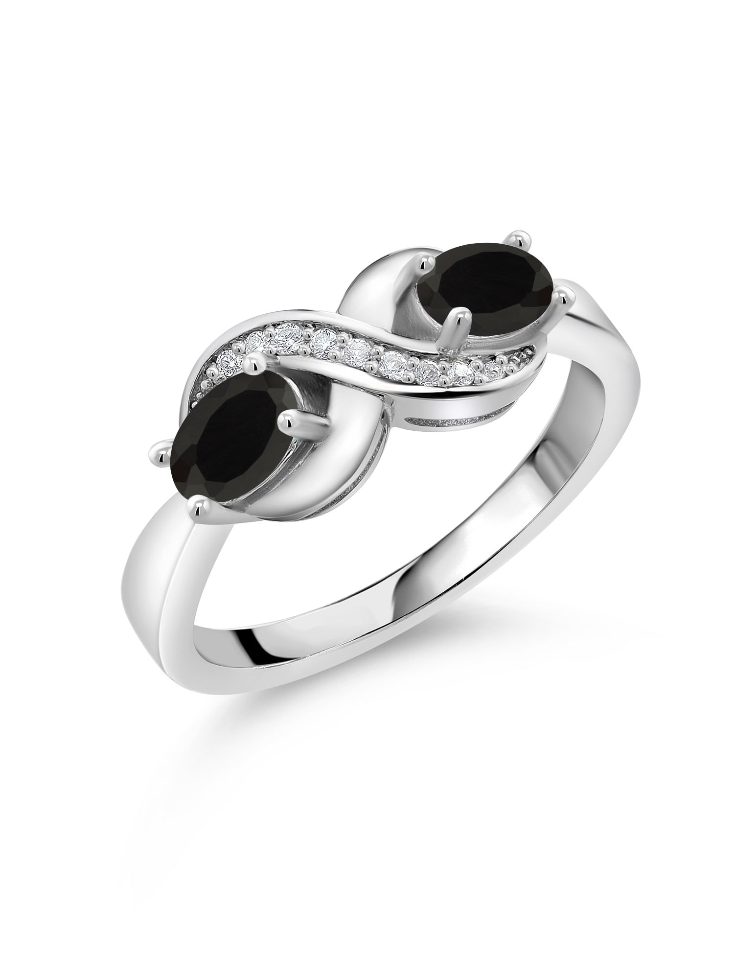 Gem Stone King 925 Sterling Silver Black Onyx Infinity Promise Ring for ...