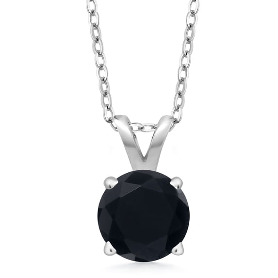 Gem Stone King 925 Sterling Silver Black Onyx Pendant Necklace for Women (0.80 Cttw, Gemstone December Birthstone, Round 6MM, With 18 inch Silver Chain)