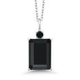 thumbnail image 1 of Gem Stone King 6.70 Cttw Black Onyx Pendant Necklace for Women | 925 Sterling Silver | Emerald Cut 14X10MM | Gemstone Birthstone | With 18 inch Chain | Fine Jewelry Gifts for Her Mom Women Wife, 1 of 4