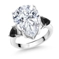 thumbnail image 1 of Gem Stone King 925 Sterling Silver Black Onyx Ring Set with Pear Shape Moissanite (9.89 Cttw) (Size 9), 1 of 5