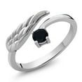 thumbnail image 1 of Gem Stone King 925 Sterling Silver Black Onyx Ring for Women (0.22 Cttw, Round 4MM, Gemstone Birthstone, Available in Size 5, 6, 7, 8, 9), 1 of 3