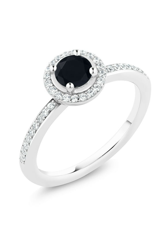 925 Sterling Silver Black Onyx Ring for Women | 0.67 Cttw | Gemstone Birthstone | Wedding Engagement Anniversary Promise Ring for Women | Size 8