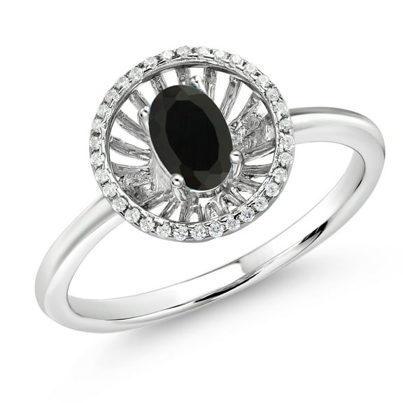 Gem Stone King 925 Sterling Silver Black Onyx Ring for Women (0.88 Cttw, Oval 6X4MM, Gemstone December Birthstone, Size 9)