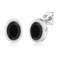 thumbnail image 1 of Gem Stone King 925 Sterling Silver Black Onyx Stud Earrings for Women Men (1.40 Cttw, Gemstone Birthstone, Oval 7X5MM), 1 of 3