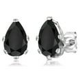 thumbnail image 1 of Gem Stone King 925 Sterling Silver Black Onyx Stud Earrings for Women Men (1.70 Cttw, Gemstone Birthstone, Pear Shape 8X5MM), 1 of 5