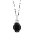 thumbnail image 1 of Gem Stone King 1.68 Cttw Black Onyx Pendant Necklace for Women | 925 Sterling Silver | Gemstone December Birthstone | Oval 9X7MM | With 18 inch Silver Chain, 1 of 3