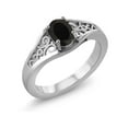 thumbnail image 1 of Gem Stone King 925 Sterling Silver Black Onyx Solitaire Ring for Women | 0.68 Cttw | Gemstone Birthstone | Oval 7X5MM | Available in Size 5, 6, 7, 8, 9, 1 of 4
