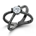 thumbnail image 1 of Gem Stone King 925 Sterling Silver Black Ring Set with Moissanite (1.38 Cttw) (Size 5), 1 of 4