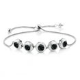 thumbnail image 1 of Gem Stone King 925 Sterling Silver Black Sapphire Tennis Bracelet for Women (5.75 Cttw, Round 6MM, Gemstone September Birthstone, Fully Adjustable up to 9 inch), 1 of 3