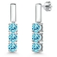 thumbnail image 1 of Gem Stone King 925 Sterling Silver Blue Apatite Drop Dangle Earrings for Women | 1.49 Cttw | Gemstone Birthstone | Round 5MM, 1 of 6