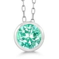 thumbnail image 1 of Gem Stone King 925 Sterling Silver Blue Apatite Solitaire Pendant Necklace for Women | 0.50 Cttw | Round 5MM | Gemstone Birthstone | with 18 inch Silver Chain, 1 of 3