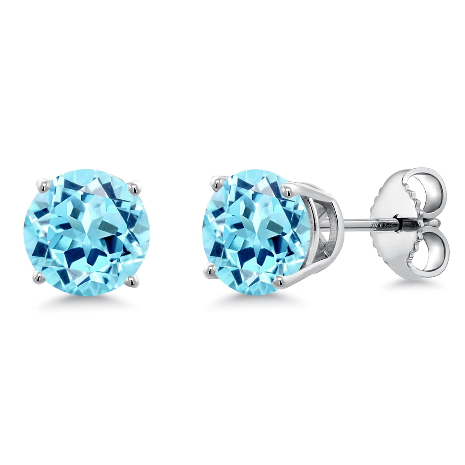 Gem Stone King 925 Sterling Silver Blue Apatite Stud Earrings for Women Men (1.64 Cttw, Gemstone Birthstone, Round 6MM)