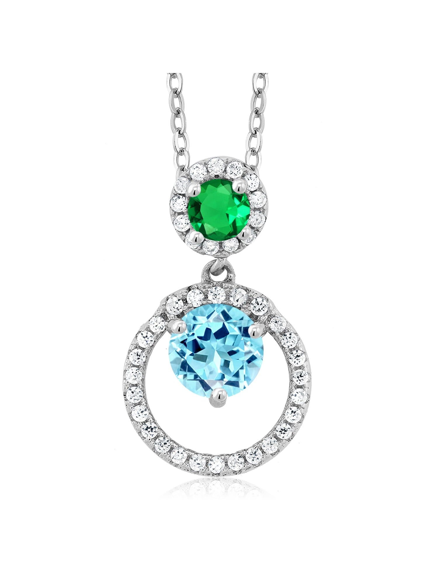 Gem Stone King 925 Sterling Silver Blue Apatite and Green Nano Emerald