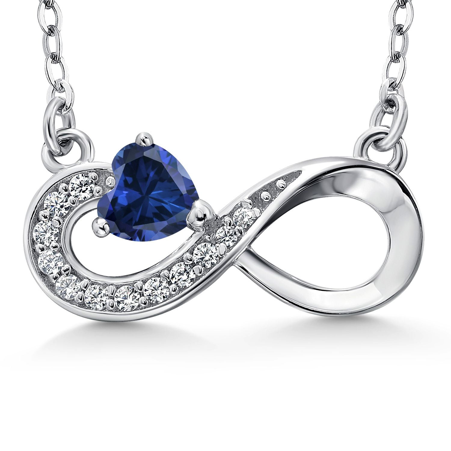 Chain Necklace Blue Sapphire Infinity Necklace Gem Stone King 925