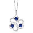 thumbnail image 1 of Gem Stone King 925 Sterling Silver Blue Created Sapphire Pendant Necklace for Women | 0.75 Cttw | Gemstone September Birthstone | Round 4MM | With 18 inch Chain, 1 of 4