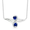 thumbnail image 1 of Gem Stone King 925 Sterling Silver Blue Created Sapphire and White Created Sapphire 2 Heart Women's Infinity Pendant Necklace for Women (1.13 Cttw, Heart 5MM, with 18 inch Silver Chain), 1 of 4