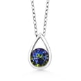 thumbnail image 1 of Gem Stone King 925 Sterling Silver Blue Mystic Topaz Teardrop Pendant Necklace for Women (0.50 Cttw, Gemstone November Birthstone, Round 5MM, with 18 inch Silver Chain), 1 of 4