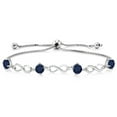 thumbnail image 1 of Gem Stone King 925 Sterling Silver Blue Sapphire Adjustable Tennis Bracelet for Women (2.40 Cttw, Round Cut 5MM, Gemstone Birthstone, Fully Adjustable up to 9 inch), 1 of 3