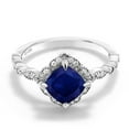 thumbnail image 1 of Gem Stone King 925 Sterling Silver Blue Sapphire and Moissanite Solitaire Ring for Women (2.34 Cttw, Cushion Cut 7MM, Gemstone, Available in Size 5, 6, 7, 8, 9), 1 of 5