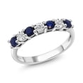 thumbnail image 1 of Gem Stone King Blue Sapphire and White Diamond Engagement Ring for Women | 925 Sterling Silver | Wedding Engagement Anniversary Promise Ring for Women | Size 8, 1 of 6