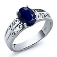 thumbnail image 1 of Gem Stone King 925 Sterling Silver Blue Sapphire Women Ring (1.80 Ct Oval, Gemstone Birthstone, Size 8), 1 of 4