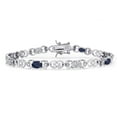 thumbnail image 1 of Gem Stone King 925 Sterling Silver Blue Sapphire and Lab Grown Diamond Bracelet for Women | 4.23 Cttw | Gemstone September Birthstone | Oval 6X4MM | Length 7.25 inches, 1 of 6