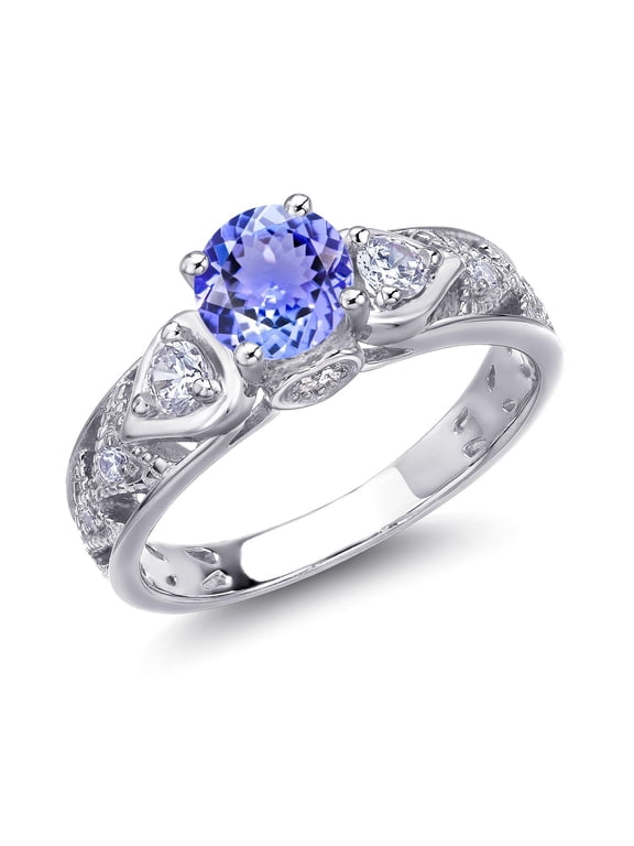 925 Sterling Silver Blue Tanzanite Engagement Ring for Women (2.16 Cttw, Gemstone Birthstone, Available in Size 5, 6, 7, 8, 9)