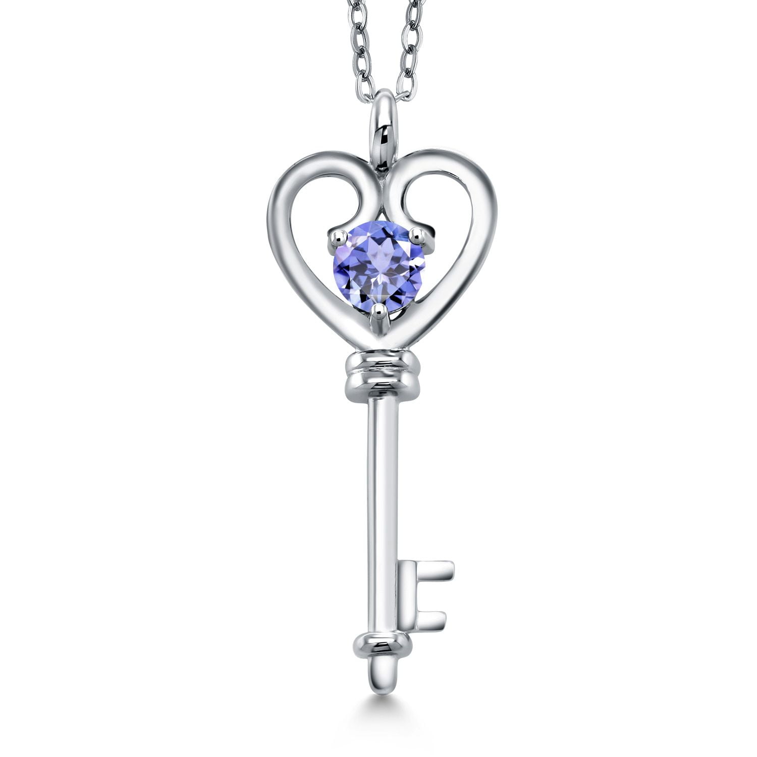 Gem Stone King Sterling Silver Red Garnet & Blue Created Sapphire Heart Arrow Pendant Necklace - 1.16 Ct, 18" Chain