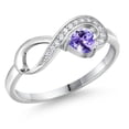 thumbnail image 1 of Gem Stone King 925 Sterling Silver Blue Tanzanite Infinity Ring for Women (0.34 Cttw, Heart Shape 4MM, Gemstone December Birthstone, Size 6), 1 of 6