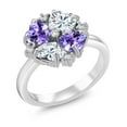 thumbnail image 1 of Gem Stone King 925 Sterling Silver Blue Tanzanite and Moissanite Ring for Women (2.08 Cttw, Heart Shape 5MM, Gemstone December Birthstone, Size 8), 1 of 3