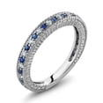 thumbnail image 1 of Gem Stone King Blue and White Created Sapphire Ring | 925 Sterling Silver | Ladies Anniversary Wedding Band Ring for Women | 0.48 Cttw| Size 9, 1 of 5