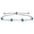 thumbnail image 1 of Gem Stone King 925 Sterling Silver  Bracelet Persian Blue Round Moissanite (2.00 Cttw), 1 of 3