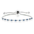thumbnail image 1 of Gem Stone King 925 Sterling Silver Bracelet for Women 2.5mm Set with Round Fancy Blue Zirconia, 1 of 3