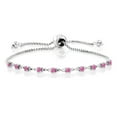 thumbnail image 1 of Gem Stone King 925 Sterling Silver Bracelet for Women 2.5mm Set with Round Pink Zirconia, 1 of 3