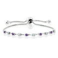 thumbnail image 1 of Gem Stone King 925 Sterling Silver Bracelet for Women Round Amethyst Moissanite (0.63 Cttw), 1 of 3