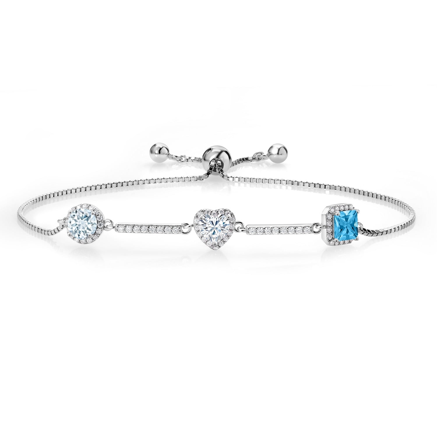 ブレスレット STONEHENgE Polaris 14K bracelet Gem Stone King 925 Sterling Silver Bracelet for Women Round