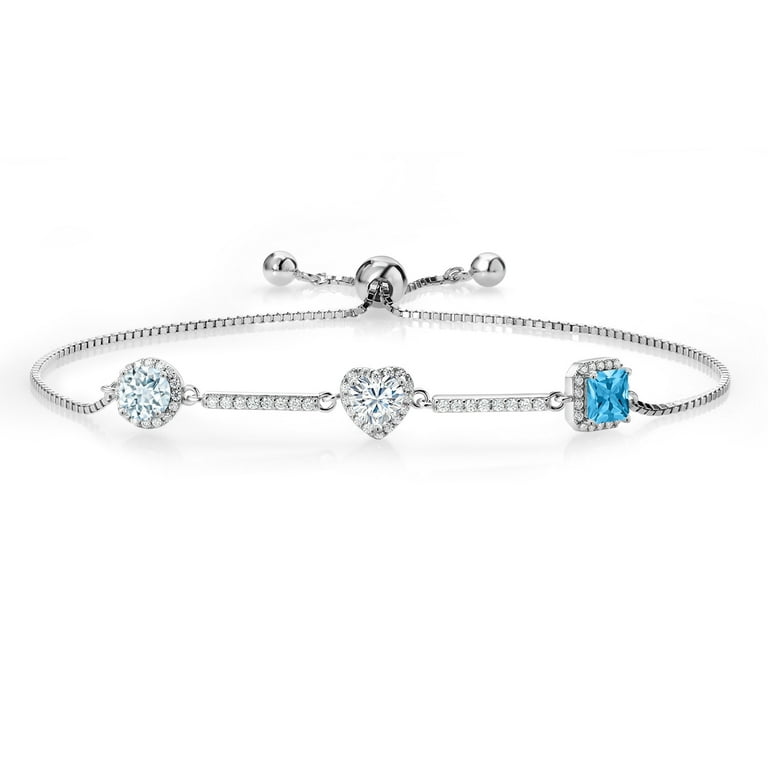 Gem Stone King 925 Sterling Silver Bracelet for Women Round
