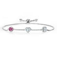 thumbnail image 1 of Gem Stone King 925 Sterling Silver Bracelet for Women Round Pink Moissanite Aquamarine (1.72 Cttw), 1 of 4