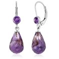 thumbnail image 1 of Gem Stone King 925 Sterling Silver Briolette Amethyst Drop Earrings for Women (10.00 Cttw, Gemstone Birthstone, 8X12MM), 1 of 6